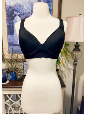 Body Form Black Sports Bra 38C Racerback Padded Stretch Support